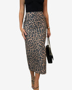 Chouyatou Womens Long Faux Leather Skirt Bodycon High Waist Slim Pencil Midi Skirt with Pockets