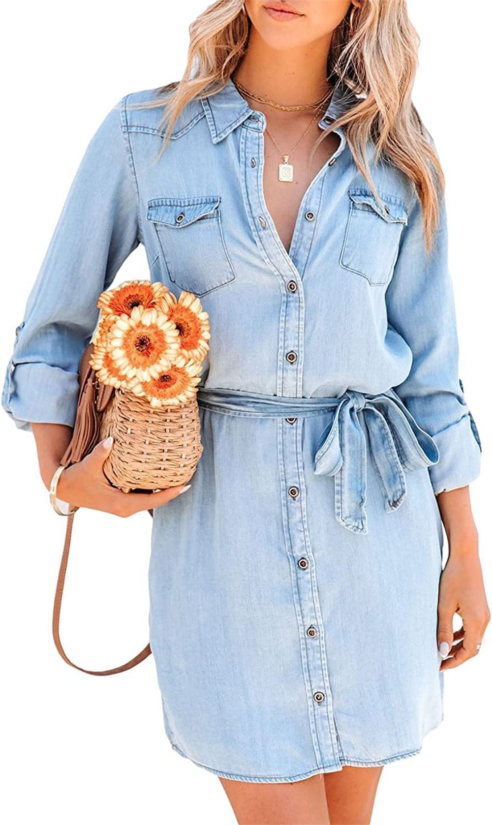 Lightweight denim shirt dress 2025