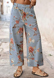 Chouyatou Women Mid Rise Cropped Wide Leg Jeans Baggy Floral Ankle Pants Denim Capris Flare Print Boho Palazzo Jeans Boyfriend