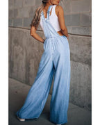 Chouyatou Women's Loose Adjustable Strap Wide Leg Denim Bib Overall Jeans Pants