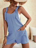 Chouyatou Womens Summer Cute Short Overalls Loose Fit Sleeveless Casual Rompers Jumpsuits Shorts