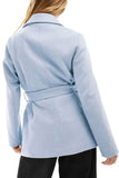 Chouyatou Women Fashion Belted Wool Trench Coat Notched Lapel Pea Coats Winter Warm Jackets with Pockets