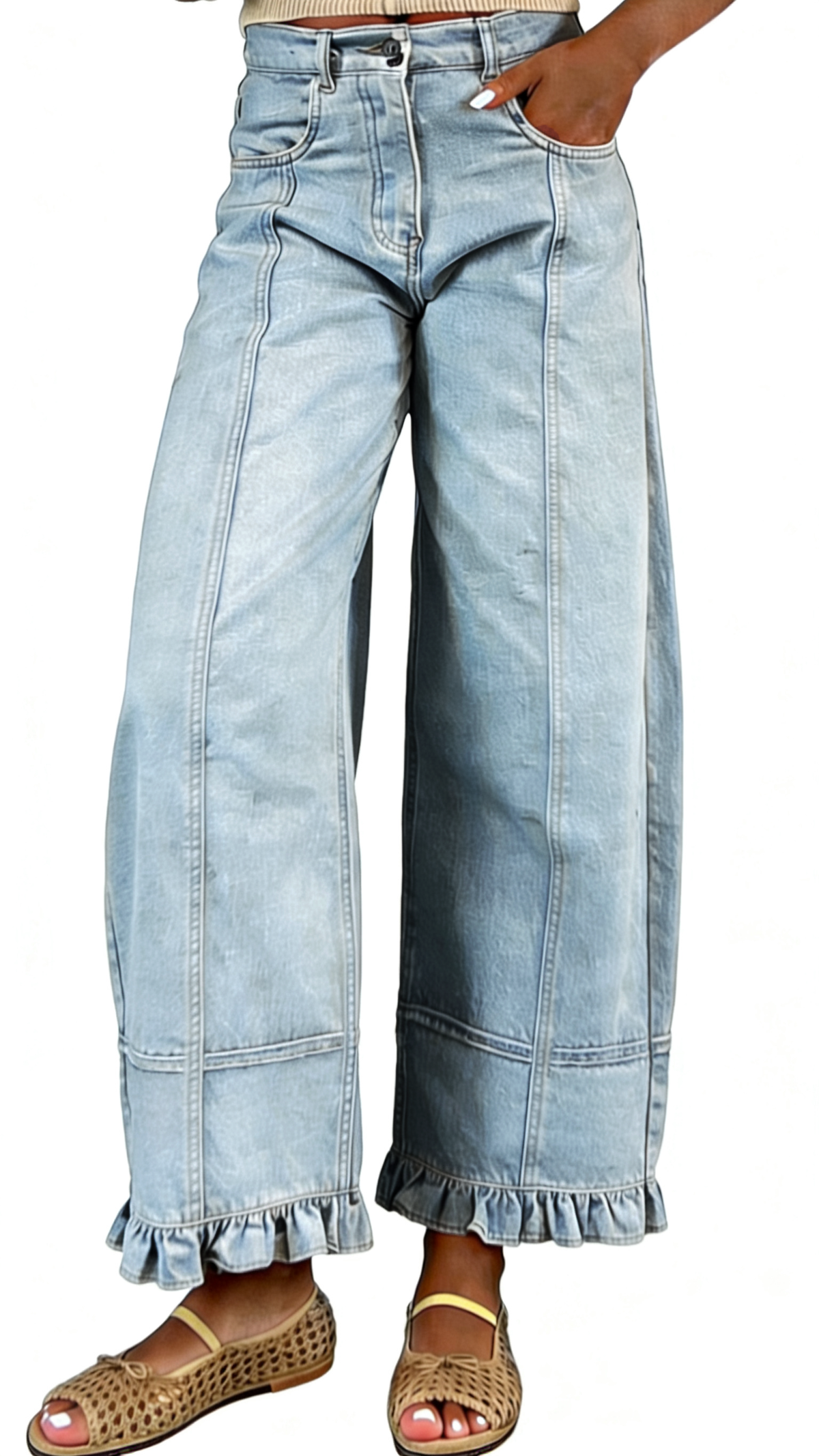 Chouyatou Barrel Jeans Women Floral Print Wide Leg Jeans Y2k Patchwork Baggy Boyfriend Denim Pants