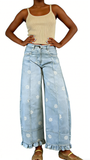 CHOUYATOU Barrel Jeans Women 2026 Floral Print Wide Leg Jeans Y2k Patchwork Baggy Boyfriend Denim Pants
