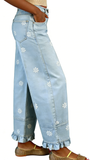 CHOUYATOU Barrel Jeans Women 2026 Floral Print Wide Leg Jeans Y2k Patchwork Baggy Boyfriend Denim Pants