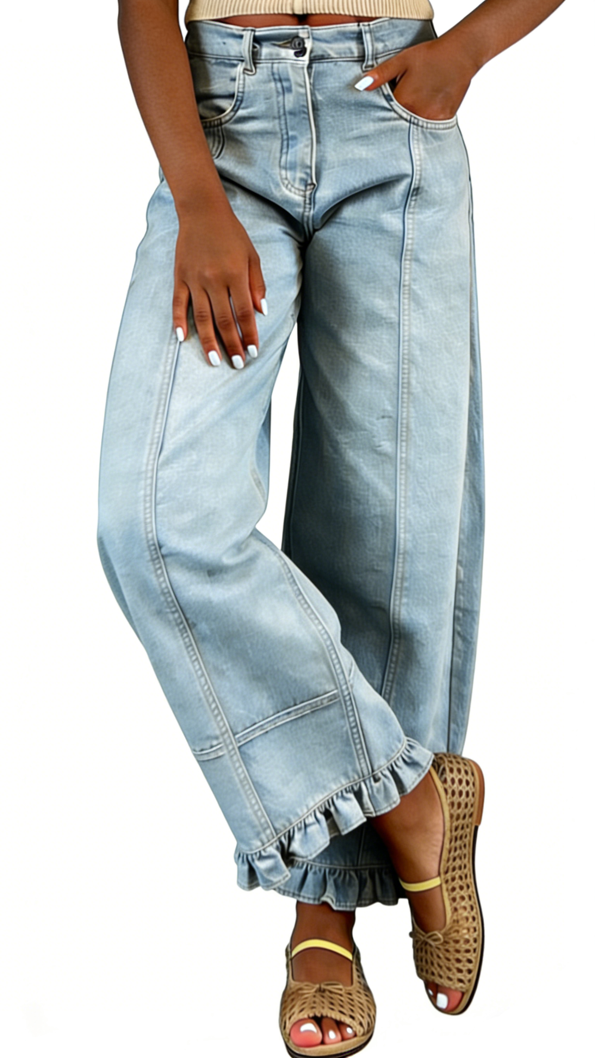 Chouyatou Barrel Jeans Women Floral Print Wide Leg Jeans Y2k Patchwork Baggy Boyfriend Denim Pants