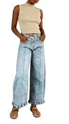 Chouyatou Barrel Jeans Women Floral Print Wide Leg Jeans Y2k Patchwork Baggy Boyfriend Denim Pants