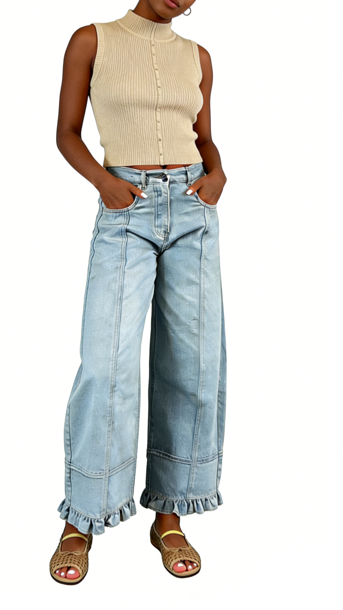 Chouyatou Barrel Jeans Women Floral Print Wide Leg Jeans Y2k Patchwork Baggy Boyfriend Denim Pants