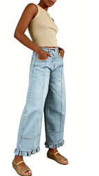 Chouyatou Barrel Jeans Women Floral Print Wide Leg Jeans Y2k Patchwork Baggy Boyfriend Denim Pants