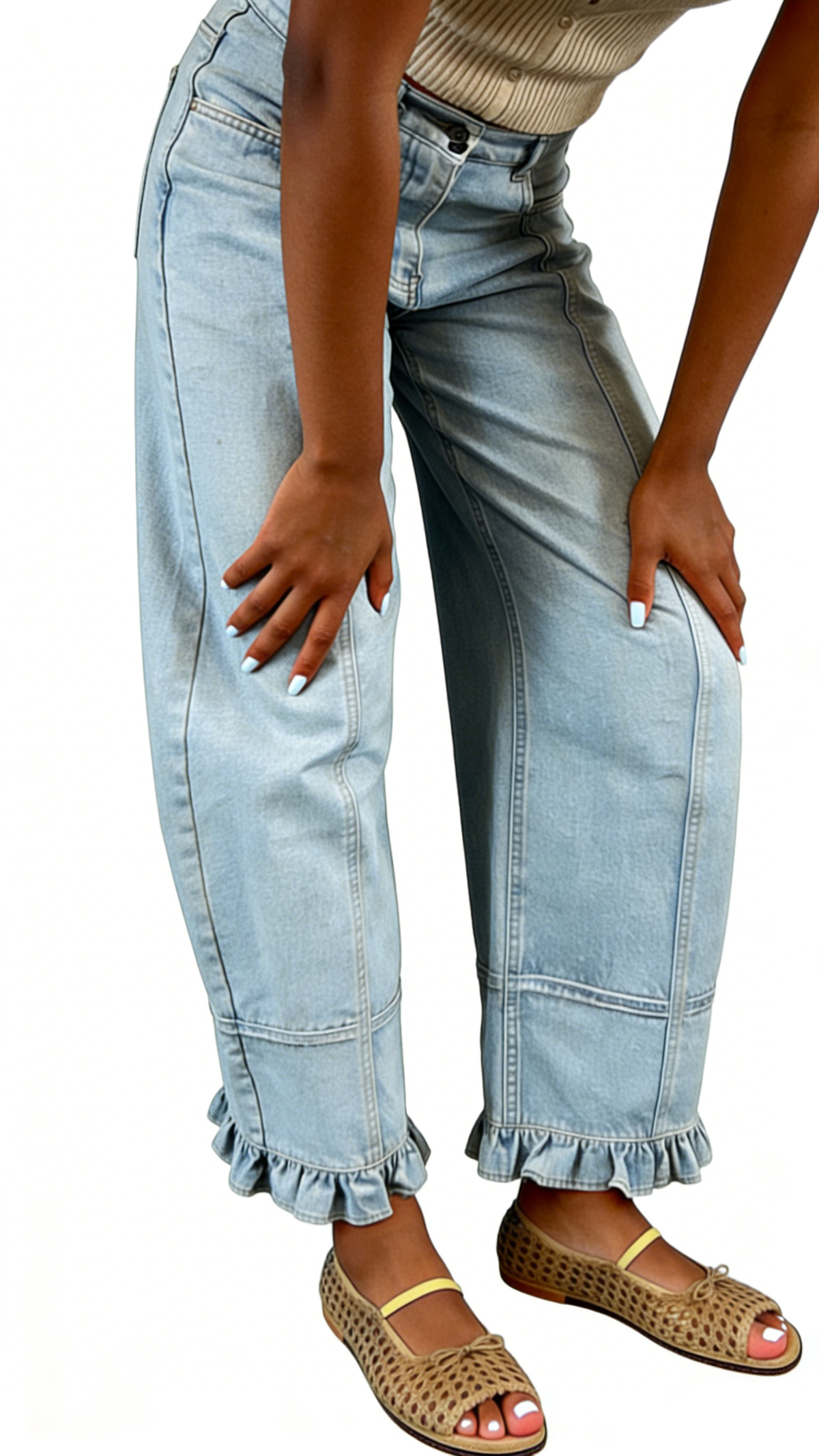 Chouyatou Barrel Jeans Women Floral Print Wide Leg Jeans Y2k Patchwork Baggy Boyfriend Denim Pants