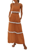 Chouyatou Women's Summer 2 Piece Beach Outfit Casual Sleeveless Cropped Tank Top High Waisted Maxi Skirt Set
