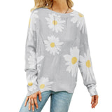 Chouyatou Women's Crewneck Long Sleeve Floral Printed Knitted Sweater Pullover Tops