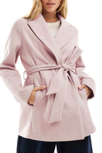 Chouyatou Women Fashion Belted Wool Trench Coat Notched Lapel Pea Coats Winter Warm Jackets with Pockets