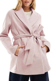 Chouyatou Women Fashion Belted Wool Trench Coat Notched Lapel Pea Coats Winter Warm Jackets with Pockets