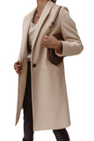 Chouyatou Women's Winter Wool Coat Shawl Collar Business Casual One Button Midi Long Pea Coat