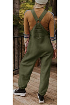 Chouyatou Womens Fuzzy Fleece Overall Jumpsuits Casual Loose Fit Winter Sherpa Bib Overalls with Pockets