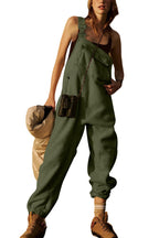 Chouyatou Womens Fuzzy Fleece Overall Jumpsuits Casual Loose Fit Winter Sherpa Bib Overalls with Pockets