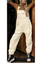 Chouyatou Womens Fuzzy Fleece Overall Jumpsuits Casual Loose Fit Winter Sherpa Bib Overalls with Pockets