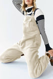 Chouyatou Womens Fuzzy Fleece Overall Jumpsuits Casual Loose Fit Winter Sherpa Bib Overalls with Pockets