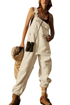 Chouyatou Womens Fuzzy Fleece Overall Jumpsuits Casual Loose Fit Winter Sherpa Bib Overalls with Pockets