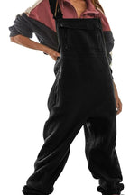 Chouyatou Womens Fuzzy Fleece Overall Jumpsuits Casual Loose Fit Winter Sherpa Bib Overalls with Pockets