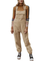Chouyatou Womens Fuzzy Fleece Overall Jumpsuits Casual Loose Fit Winter Sherpa Bib Overalls with Pockets