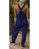 Chouyatou Womens Fuzzy Fleece Overall Jumpsuits Casual Loose Fit Winter Sherpa Bib Overalls with Pockets