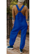Chouyatou Womens Fuzzy Fleece Overall Jumpsuits Casual Loose Fit Winter Sherpa Bib Overalls with Pockets