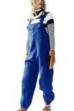 Chouyatou Womens Fuzzy Fleece Overall Jumpsuits Casual Loose Fit Winter Sherpa Bib Overalls with Pockets