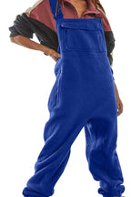 Chouyatou Womens Fuzzy Fleece Overall Jumpsuits Casual Loose Fit Winter Sherpa Bib Overalls with Pockets