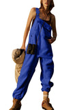 Chouyatou Womens Fuzzy Fleece Overall Jumpsuits Casual Loose Fit Winter Sherpa Bib Overalls with Pockets