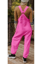 Chouyatou Womens Fuzzy Fleece Overall Jumpsuits Casual Loose Fit Winter Sherpa Bib Overalls with Pockets