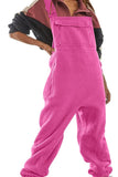 Chouyatou Womens Fuzzy Fleece Overall Jumpsuits Casual Loose Fit Winter Sherpa Bib Overalls with Pockets