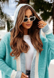 Chouyatou Women's Color Block Vertical Striped Open Front Oversized Hooded Long Cardigan Sweaters with Pockets