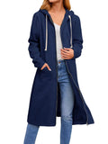 Chouyatou Women's Long Zip Up Oversized Drawstring Hooded Hoodie Jacket Sweatshirt
