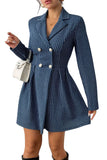 Chouyatou Women's 2024 Fall Plaid Tweed Dress Notched Lapel Double Breasted Elegant A Line Mini Jackie Dress