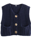 Chouyatou Women Chunky Knit Vest Button Down Sleeveless Sweater Tank Tops Going Out Outfits