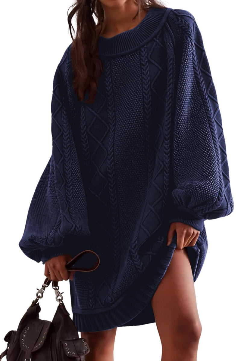 sweater dress babydoll Chouyatou Women's Babydoll Cute Lantern Sleeve Sweater Mini Dress Wove – CHOUYATOU