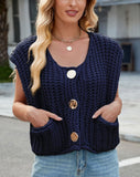 Chouyatou Women Chunky Knit Vest Button Down Sleeveless Sweater Tank Tops Going Out Outfits
