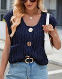 Chouyatou Women Chunky Knit Vest Button Down Sleeveless Sweater Tank Tops Going Out Outfits