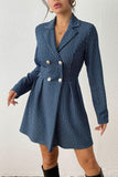 Chouyatou Women's 2024 Fall Plaid Tweed Dress Notched Lapel Double Breasted Elegant A Line Mini Jackie Dress