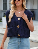 Chouyatou Women Chunky Knit Vest Button Down Sleeveless Sweater Tank Tops Going Out Outfits
