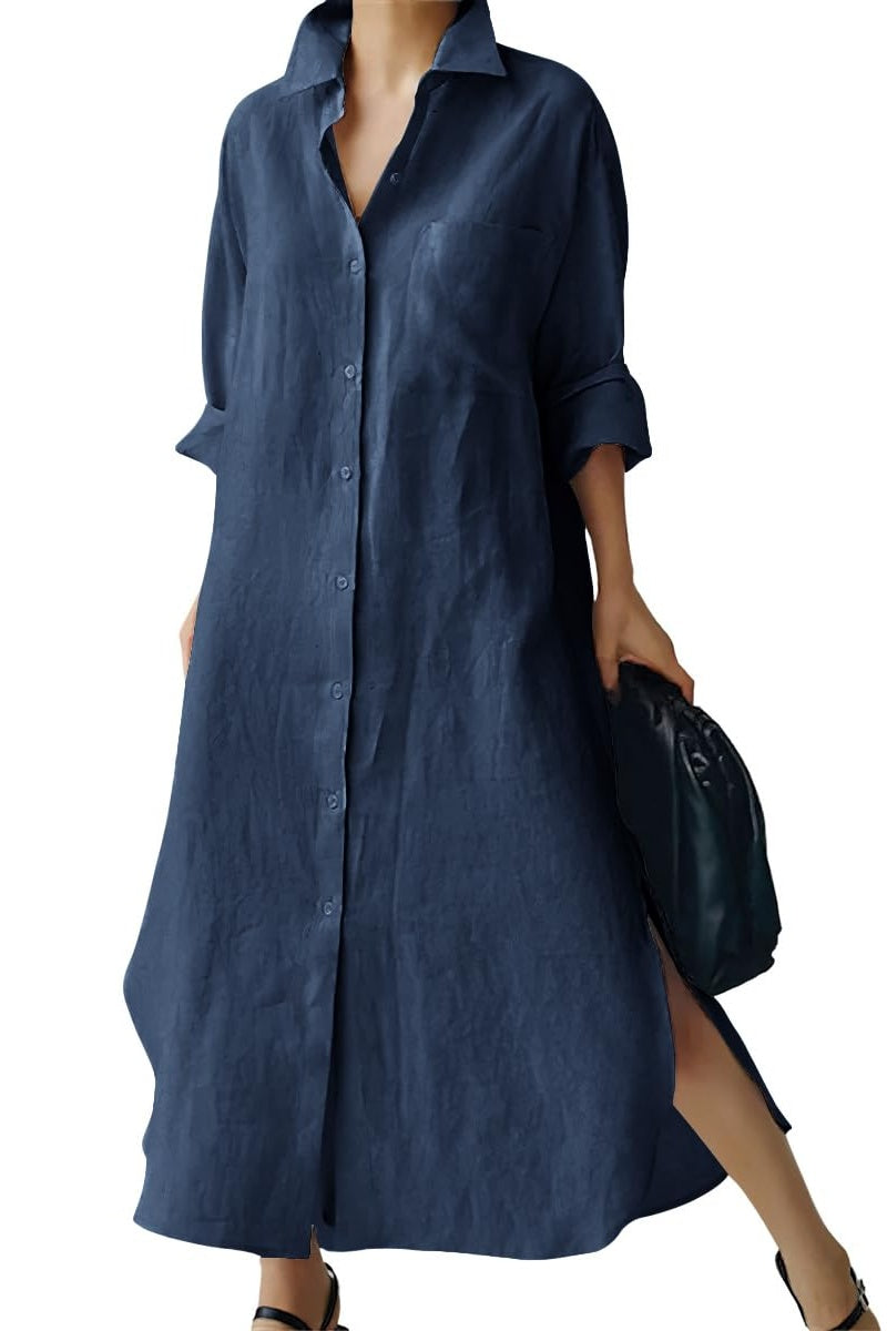 Chouyatou Women's Spring Button Down Cotton Shirt Dress Summer Flowy S CHOUYATOU Chouyatou Women's Spring Button Down Cotton Shirt Dress Summer Flowy S CHOUYATOU