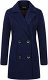 Chouyatou Women Elegant Notched Collar Double Breasted Wool Blend Over Coat