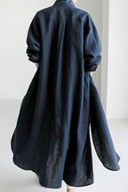 Chouyatou Women's Spring Button Down Cotton Shirt Dress Summer Flowy Side Slit Maxi Shift Dress