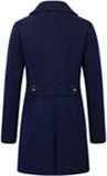 Chouyatou Women Elegant Notched Collar Double Breasted Wool Blend Over Coat