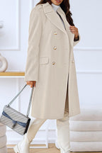 Chouyatou Women's Winter Jacket Double-Breasted Wool Blend Warm Long Trench Coat