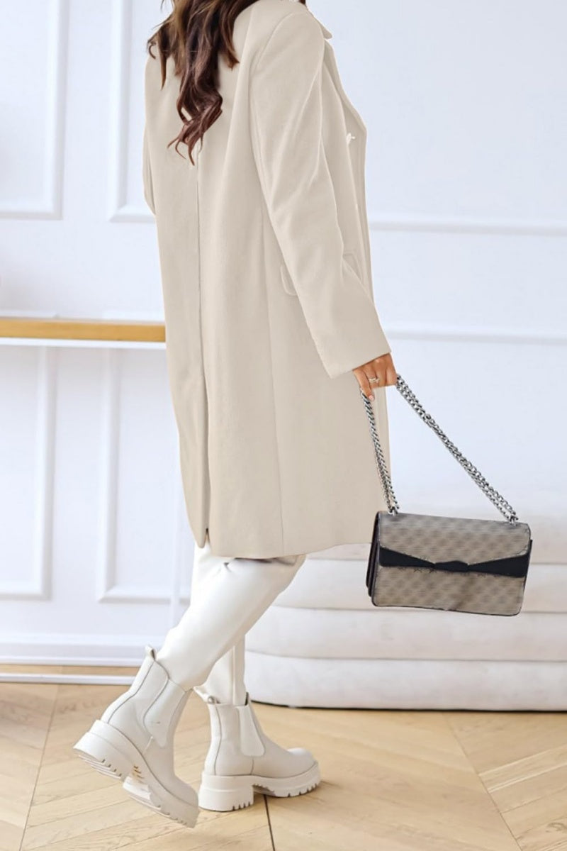 Chouyatou Women's Winter Jacket Double-Breasted Wool Blend Warm Long Trench Coat