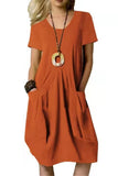 Chouyatou Women Summer Short Sleeve T-Shirt Dress Casual Loose Fit Crewneck Midi Dresses for Women