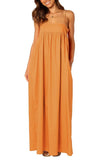 Chouyatou Women's Summer Backless Tied Spaghetti Straps Casual Loose Cutout Maxi Dress with Pockets